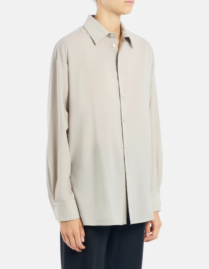 Camicia loose in popeline di lana extrafine