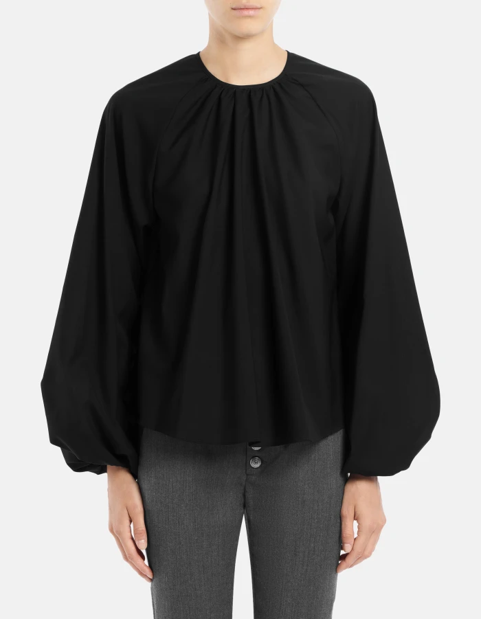 Camicia regular in popeline di lana extrafine