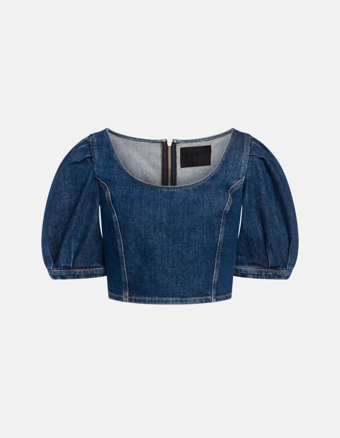 Stretch denim crop top