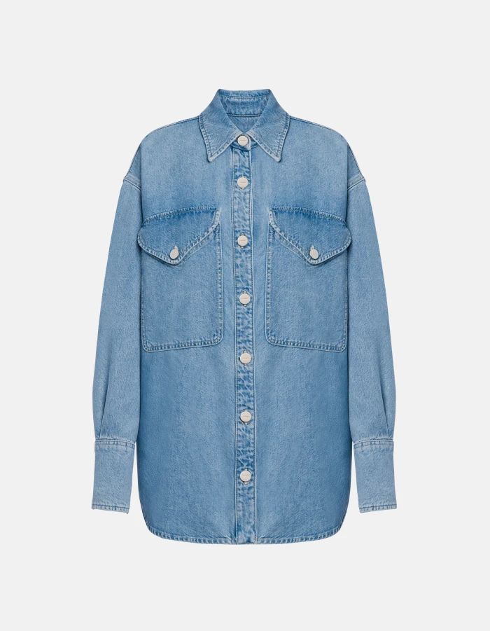 Oversized shirt in rigid cotton and lyocell denim