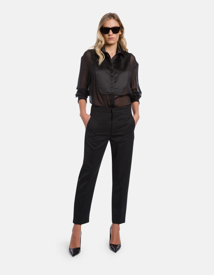 Camicia regular in chiffon di seta