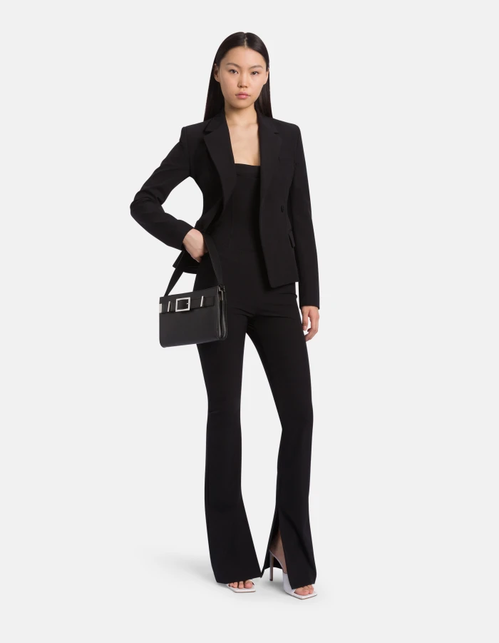 Slim-fit bodysuit in bi-stretch plain weave