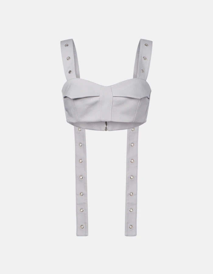 Slim-fit top in wool-blend cady