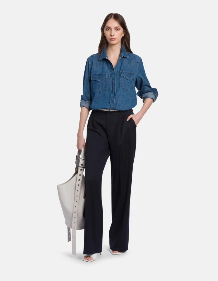 Regular-fit shirt in rigid denim