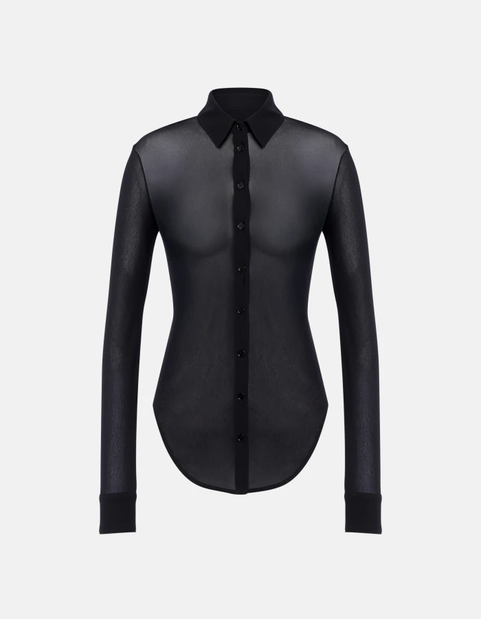 Slim-Fit Bluse aus Tüll