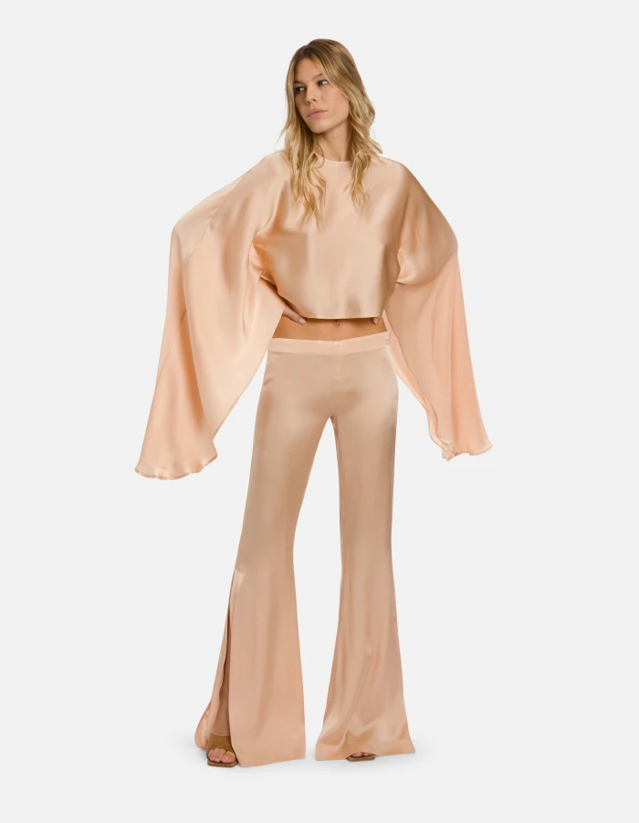 Silk-blend satin crop top