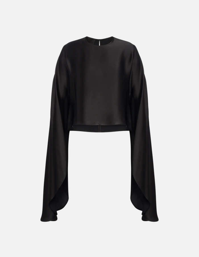 Silk-blend satin crop top