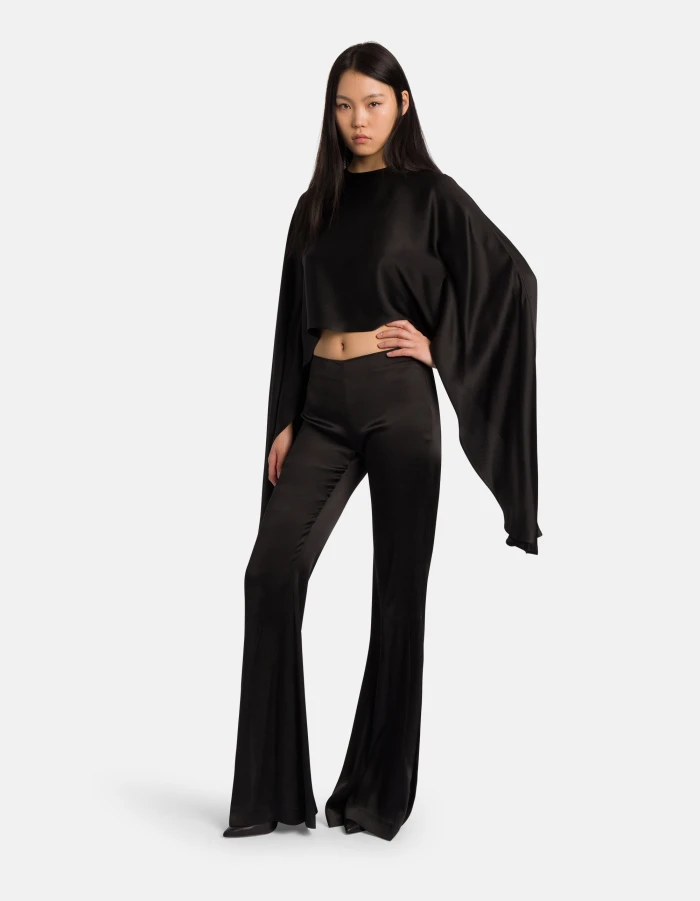 Silk-blend satin crop top