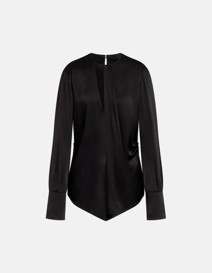 Regular-fit shirt in silk-blend satin