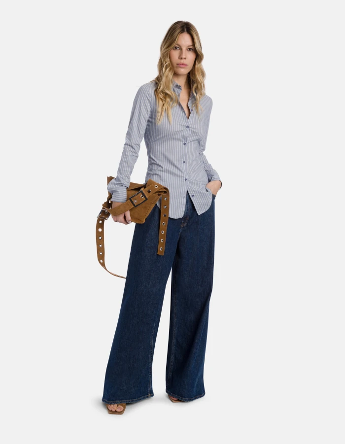 Camicia slim in cotone rigato