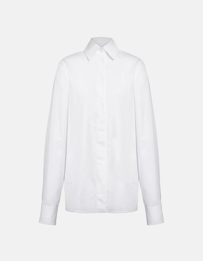 Camicia regular in gabardina tinto filo