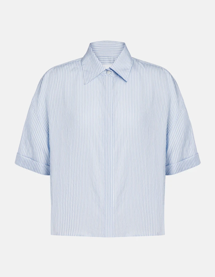 Striped viscose boxy-fit shirt