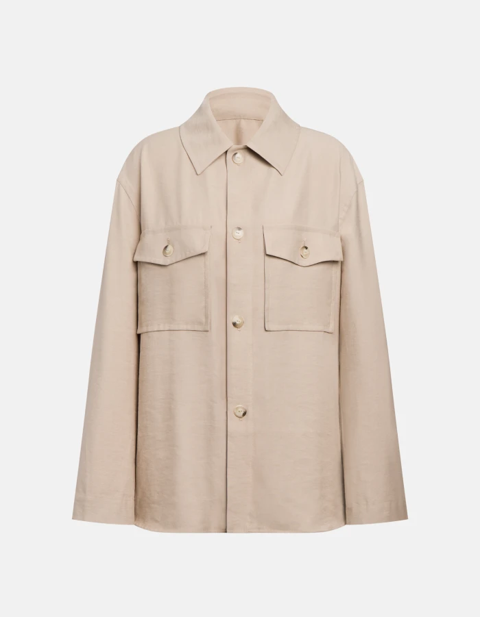 Regular-fit shirt in viscose gabardine