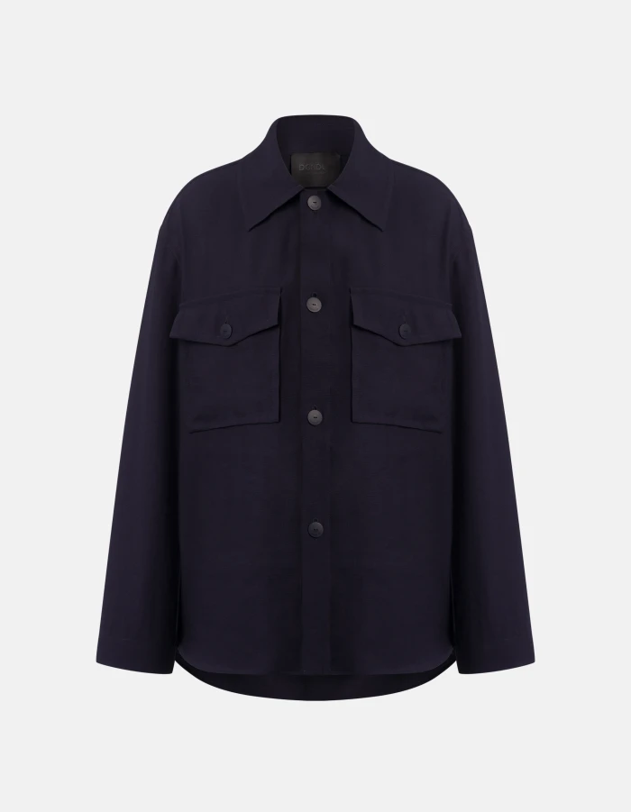 Regular-fit shirt in viscose gabardine