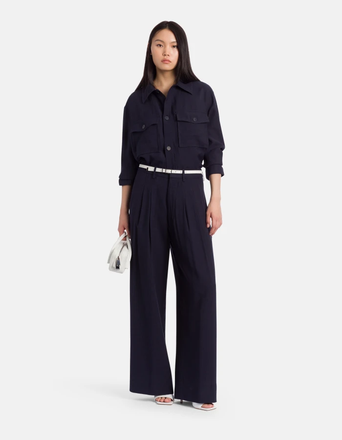 Regular-fit shirt in viscose gabardine