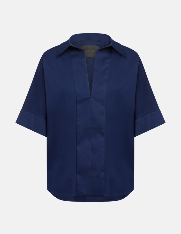 Boxy-fit yarn-dyed gabardine shirt