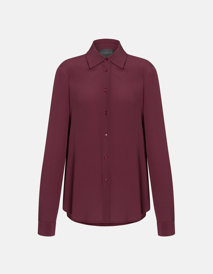 Camicia regular in crêpe de chine misto seta