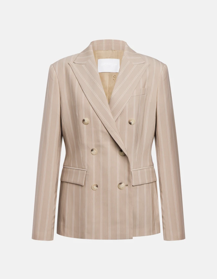 Slim-fit double-breasted pinstripe blazer