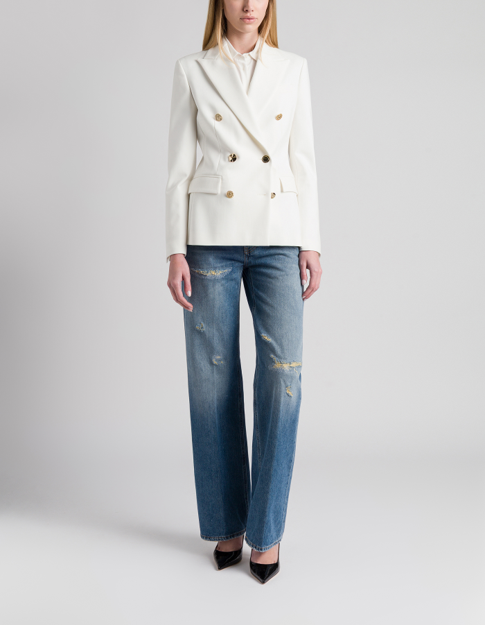 Zweireihiger Blazer in schmaler Passform aus Bi-Stretchstoff