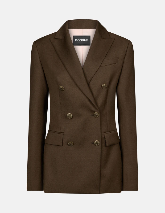 Slim-fit double-breasted blazer in wool gabardine