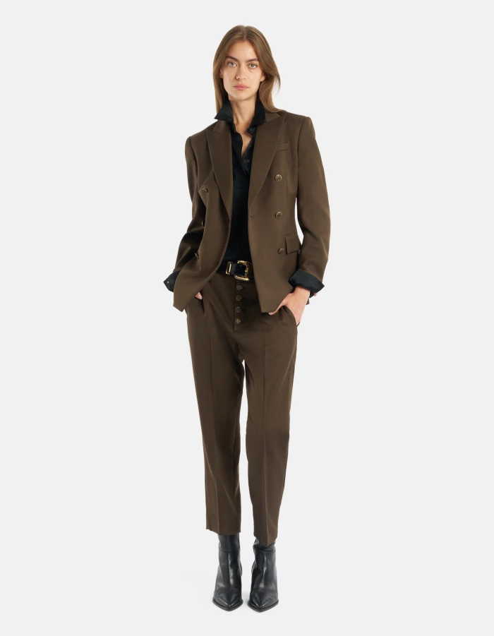 Slim-fit double-breasted blazer in wool gabardine