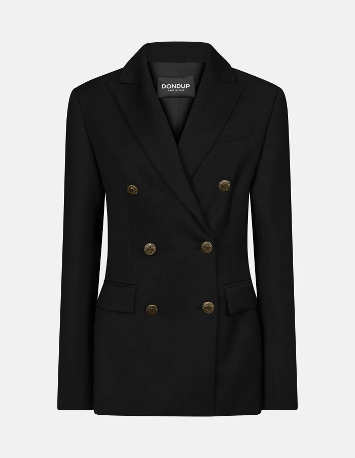 Blazer doppiopetto slim in gabardina di lana