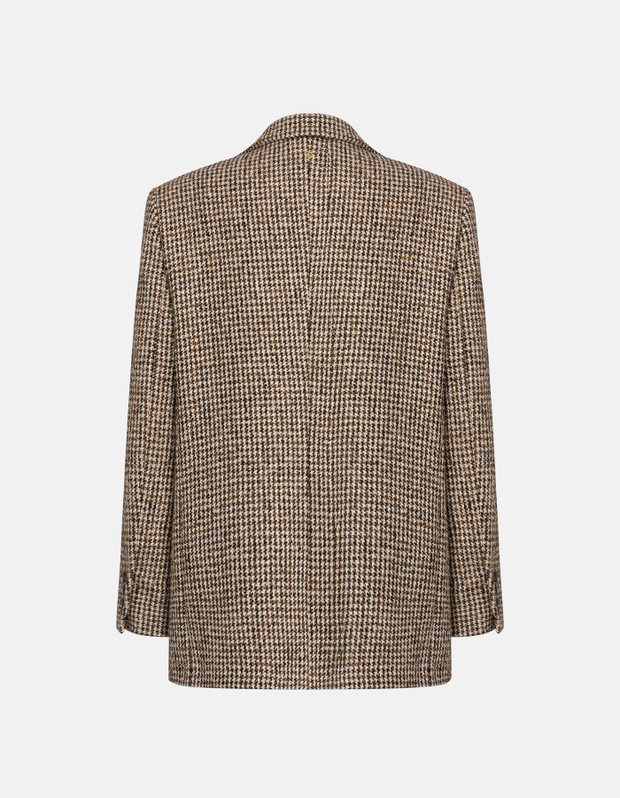 Regular-fit double-breasted peacoat in houndstooth bouclé