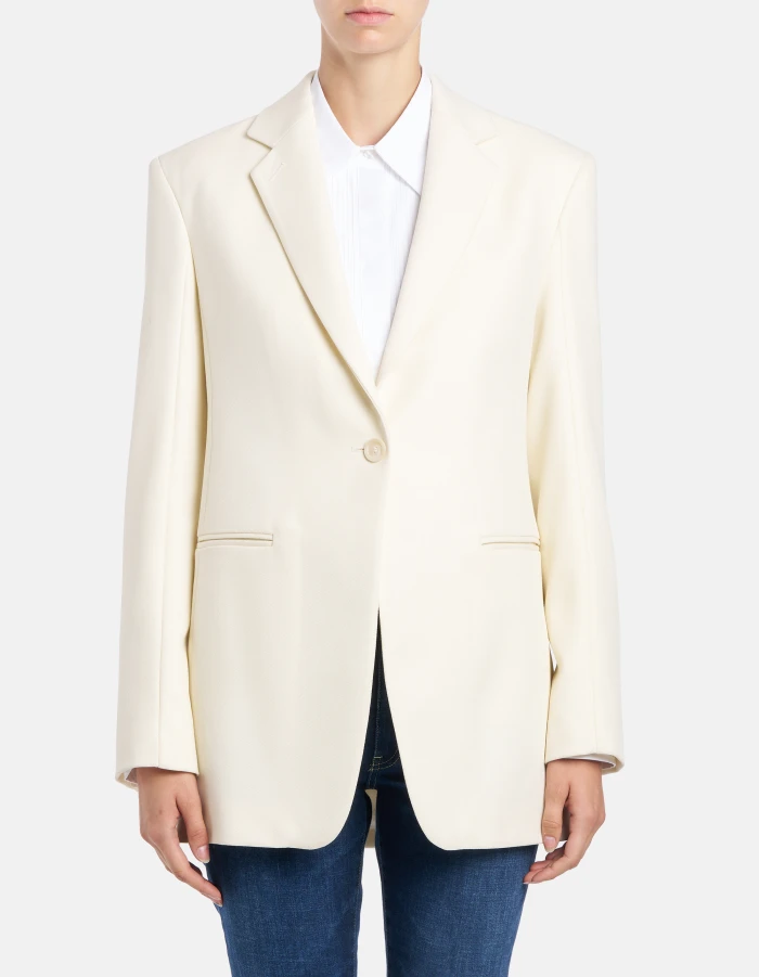 Regular-fit single-breasted blazer in pure wool canvas