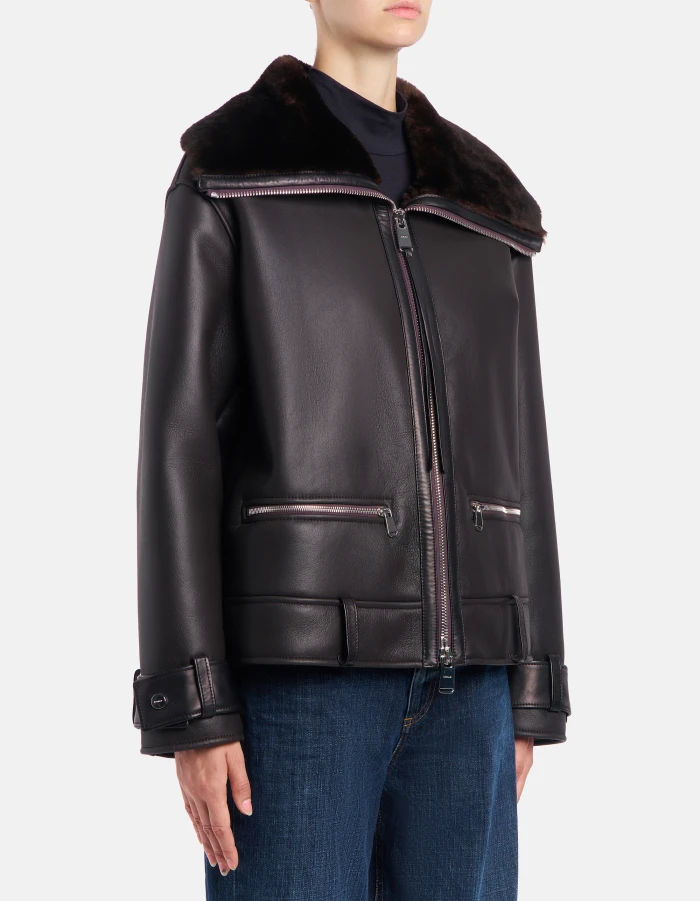 Giaccone loose in shearling