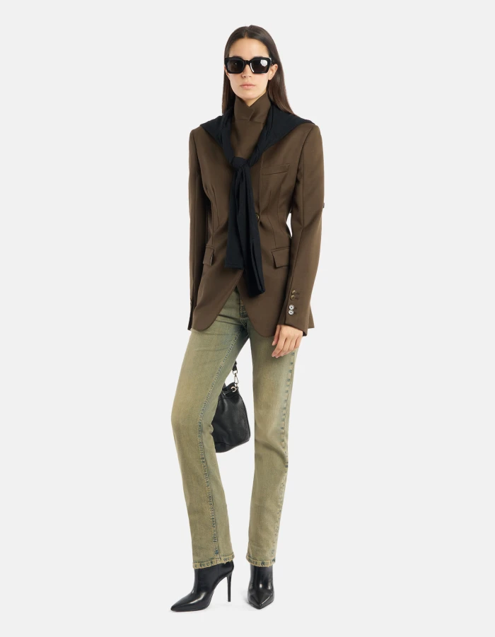 Blazer doppiopetto in gabardina di lana