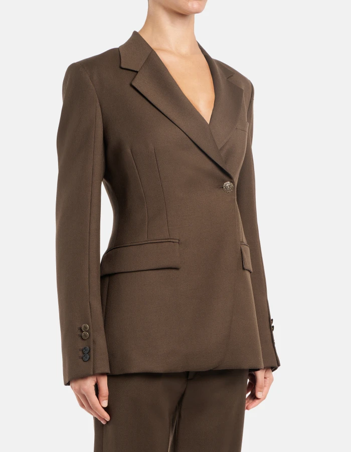 Blazer doppiopetto in gabardina di lana