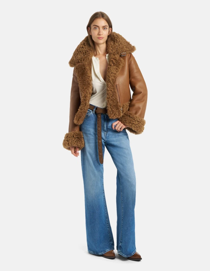 Giubbino cropped in shearling
