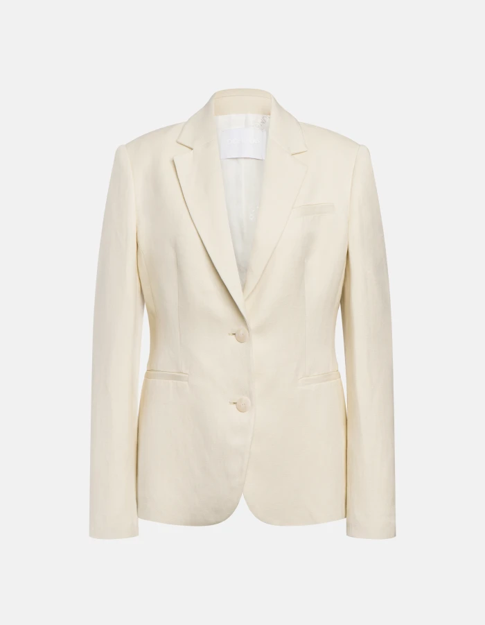 Slim-fit single-breasted blazer in viscose and linen twill