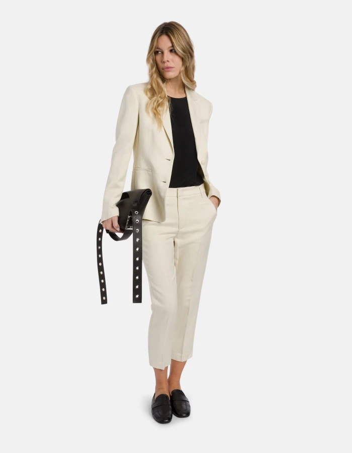 Slim-fit single-breasted blazer in viscose and linen twill