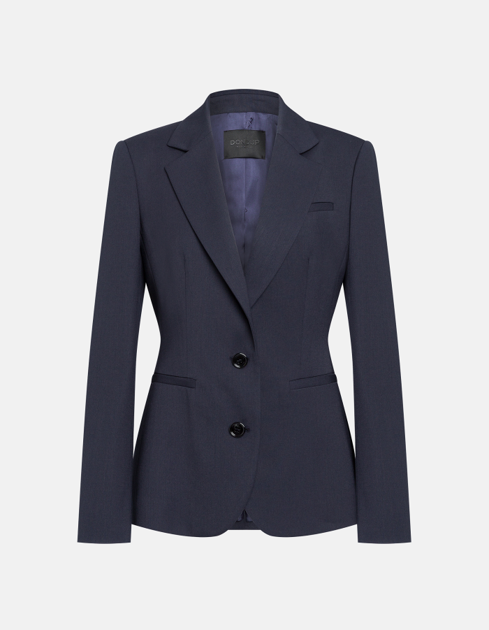 Blazer monopetto slim in gabardina misto lana