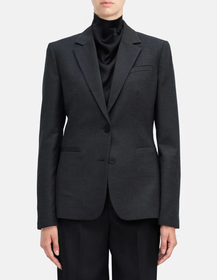 Slim-fit single-breasted flannel blazer