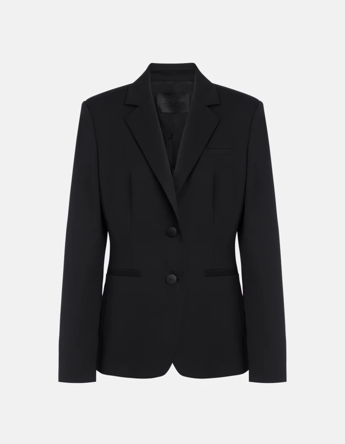 Einreihiger Blazer in schmaler Passform aus Cool-Wool-Gabardine