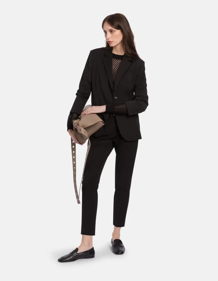 Einreihiger Blazer in schmaler Passform aus Cool-Wool-Gabardine