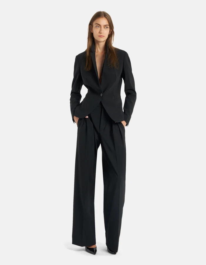 Blazer monopetto slim in tela di lana