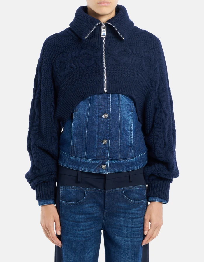 Giubbino slim in denim fisso