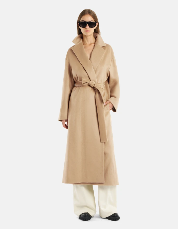 Cappotto loose in velour lana cashmere