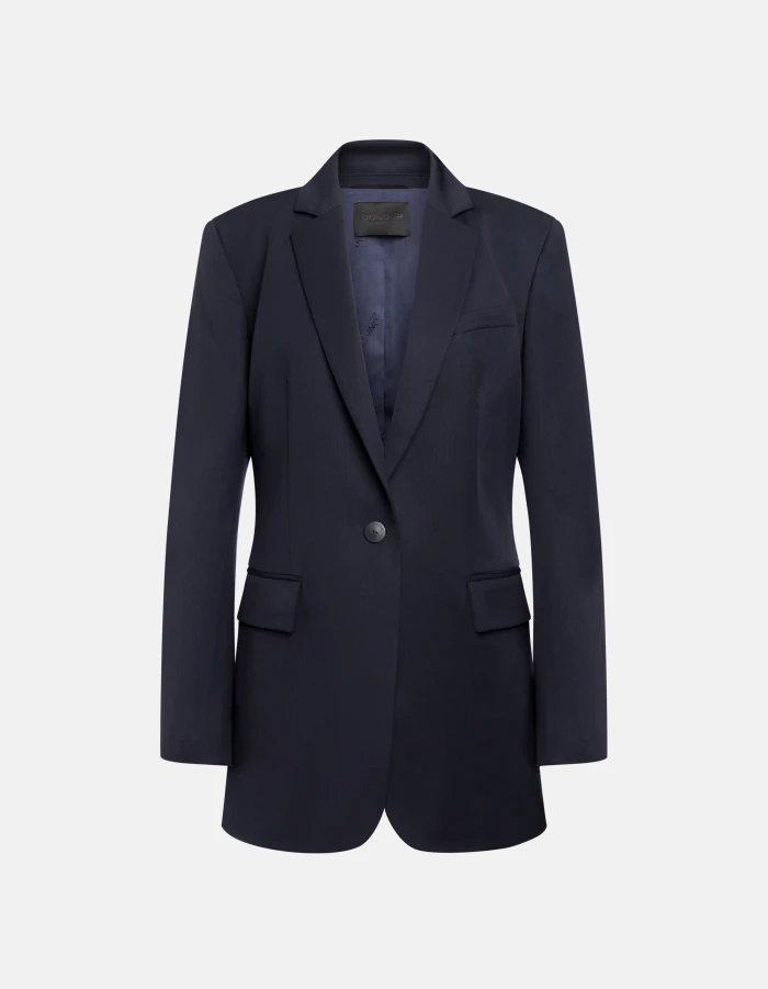Blazer monopetto regular in gabardina fresco lana