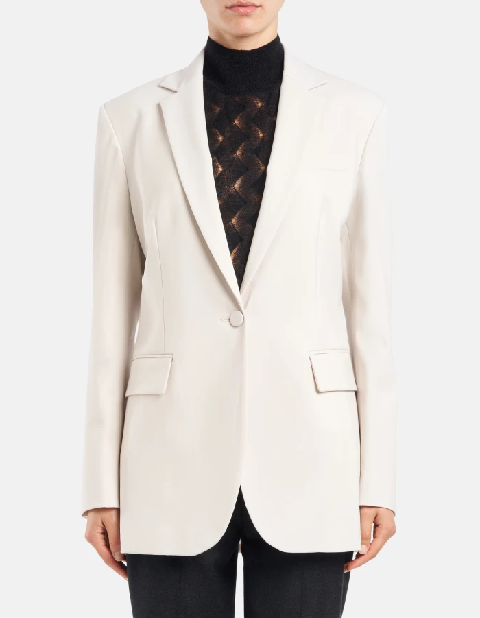 Regular-fit single-breasted blazer in wool gabardine