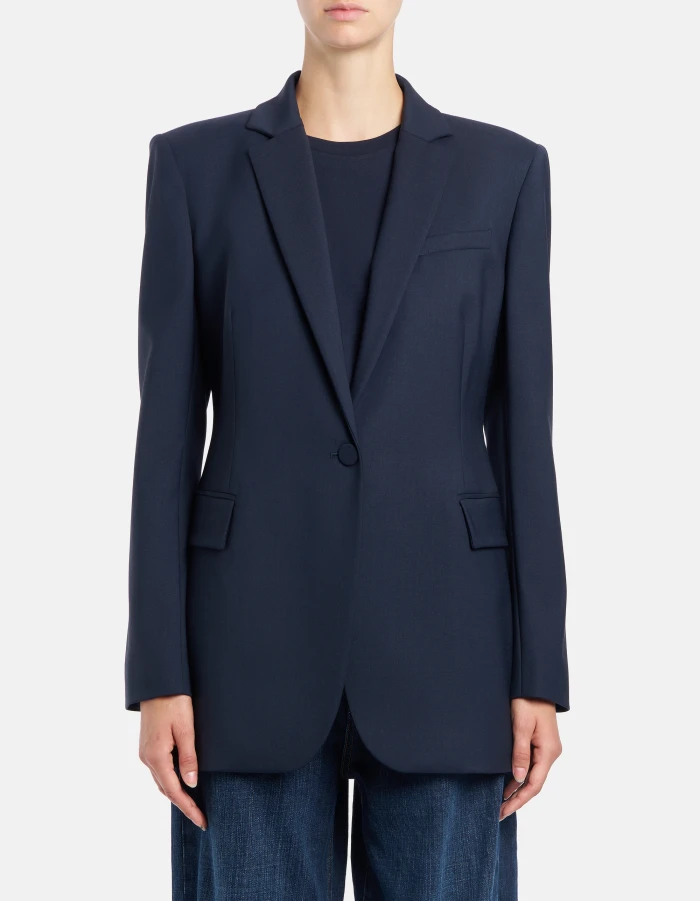 Regular-fit single-breasted blazer in wool gabardine