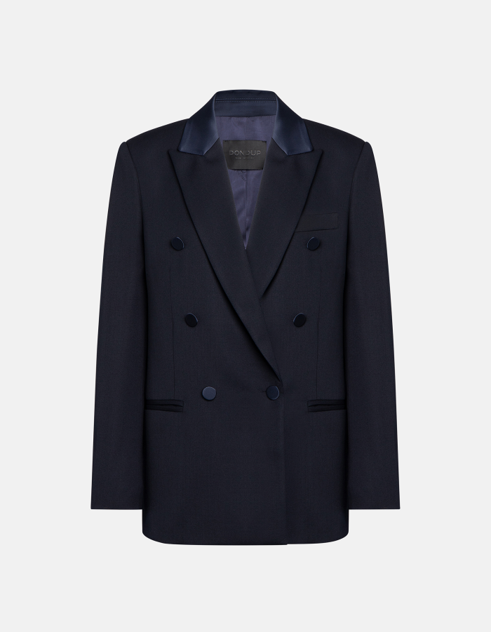 Regular-fit double-breasted blazer in wool-blend gabardine
