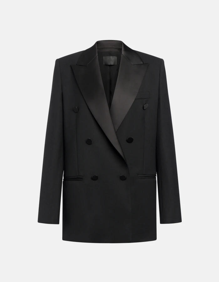 Regular-fit double-breasted blazer in wool-blend gabardine