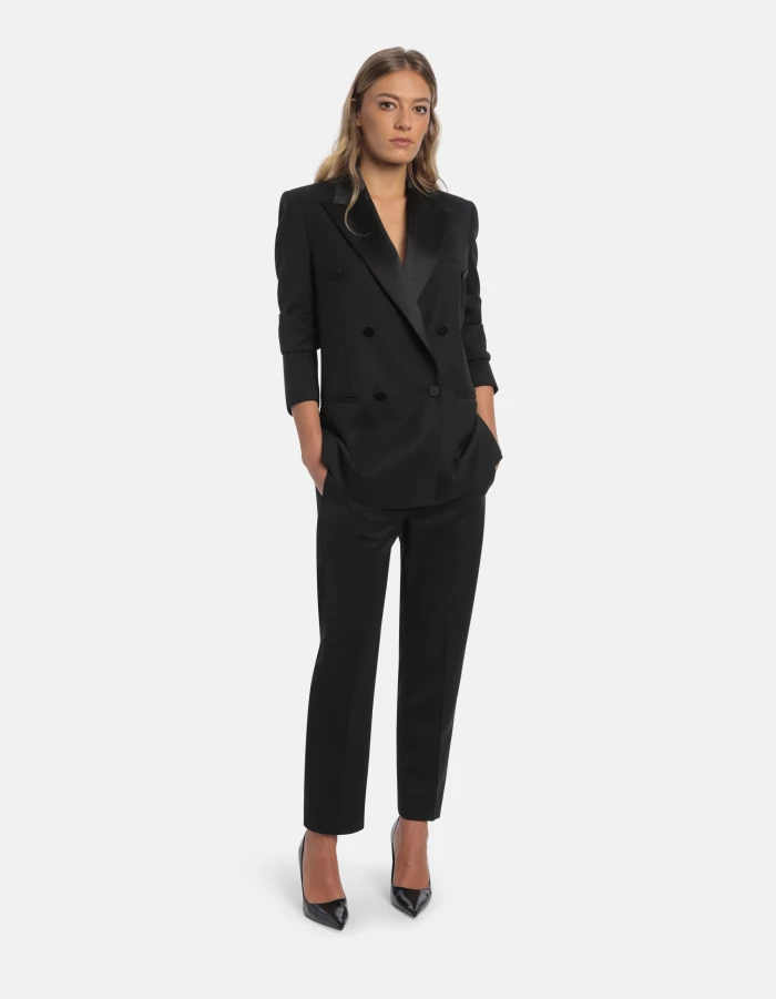 Regular-fit double-breasted blazer in wool-blend gabardine