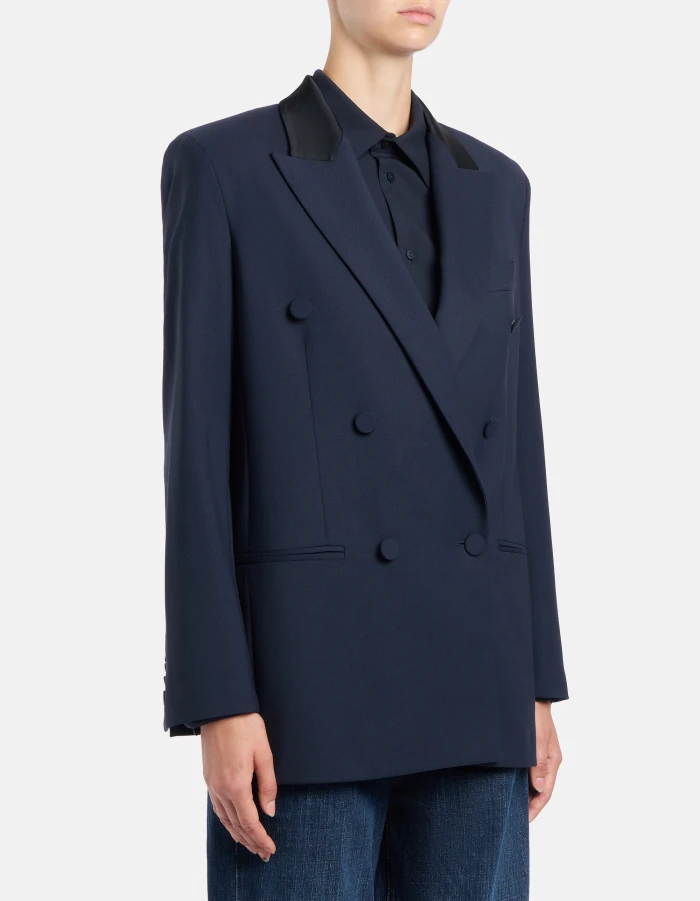 Blazer doppiopetto regular in gabardina di lana