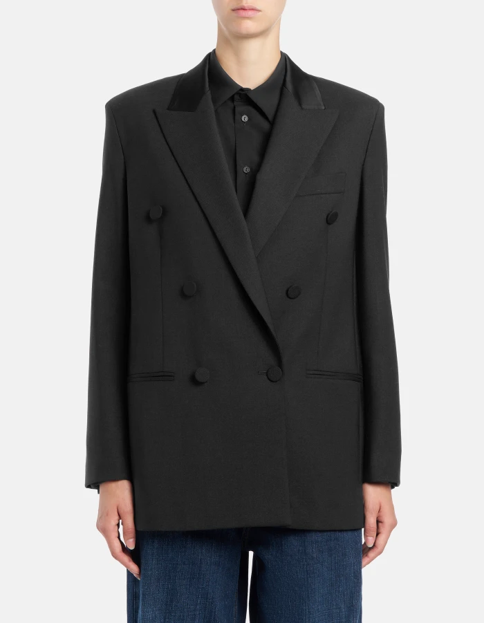 Regular-fit double-breasted blazer in wool gabardine