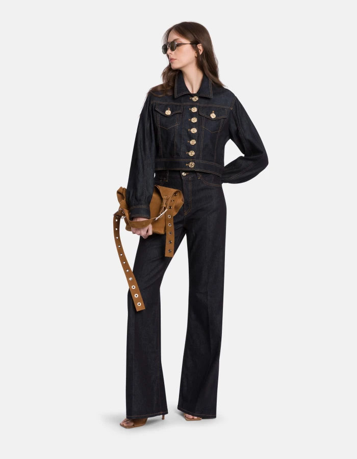 Slim-fit jacket in rigid denim